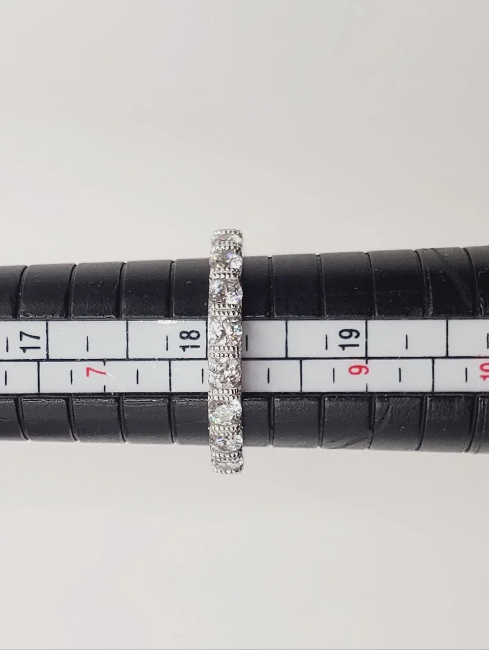 925 Sterling Silver Clear Cz Pave Eternity Band Ring
